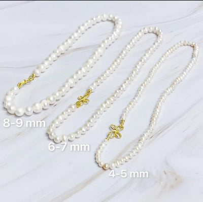 Clover Clasp Genuine Pearl Necklace