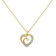 Ribbon & Heart Pendant Necklace
