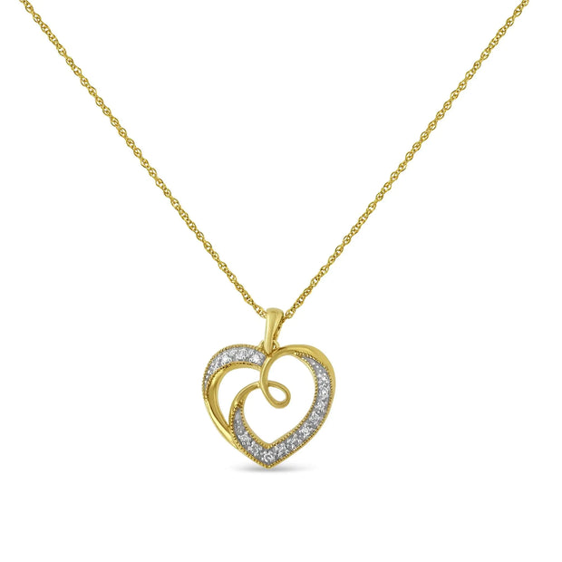 Ribbon & Heart Pendant Necklace