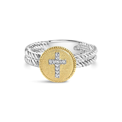 Gold Cross Diamond Ring