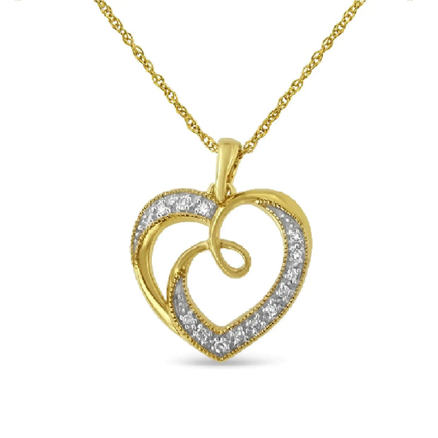 Ribbon & Heart Pendant Necklace